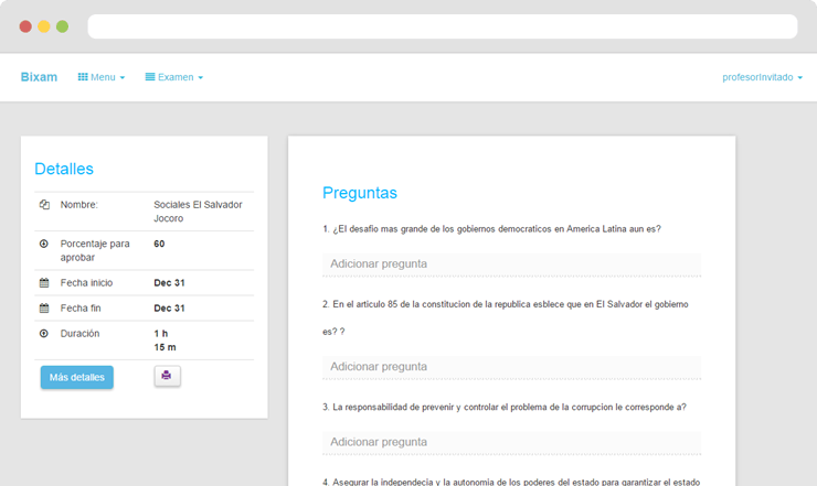 Software para crear y administrar exámenes en linea